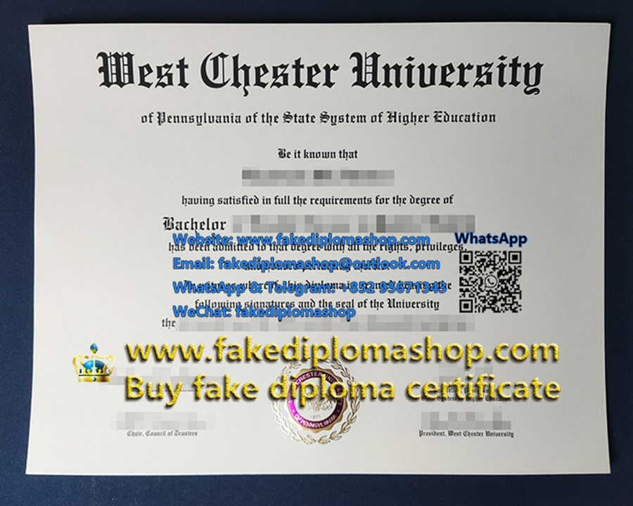 West Chester University diploma of Bachelor, WCU diploma